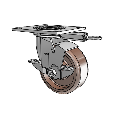 4 Series 2 Inch Wide Top Plate Swivel Caster Caster with 5 x 2 Thermo Wheel and Top Lock Brake